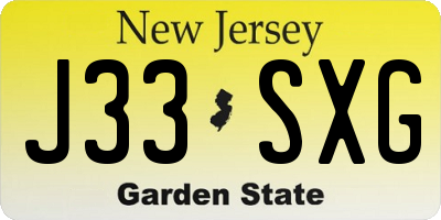 NJ license plate J33SXG