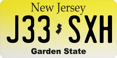 NJ license plate J33SXH