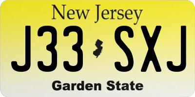 NJ license plate J33SXJ