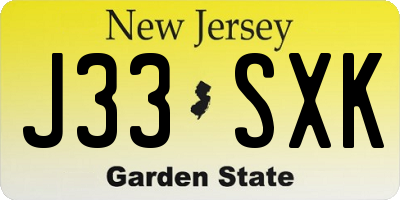 NJ license plate J33SXK