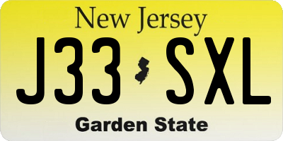 NJ license plate J33SXL