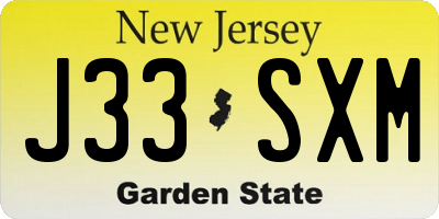 NJ license plate J33SXM