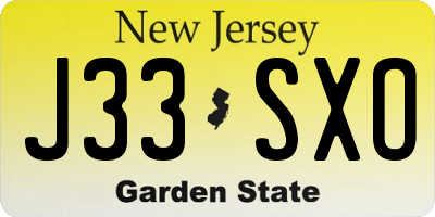 NJ license plate J33SXO