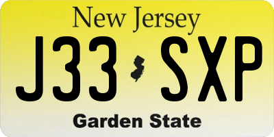 NJ license plate J33SXP