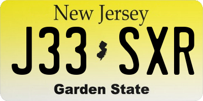 NJ license plate J33SXR