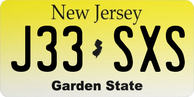 NJ license plate J33SXS