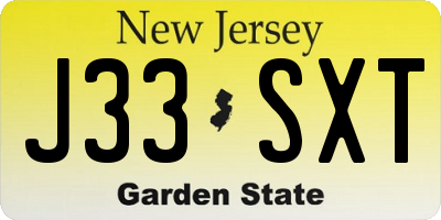 NJ license plate J33SXT