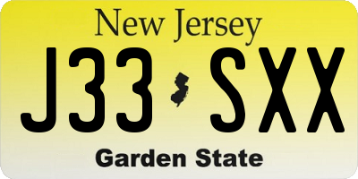 NJ license plate J33SXX