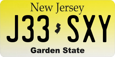 NJ license plate J33SXY