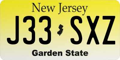 NJ license plate J33SXZ