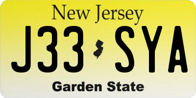 NJ license plate J33SYA