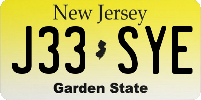 NJ license plate J33SYE