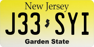 NJ license plate J33SYI