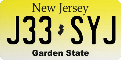 NJ license plate J33SYJ