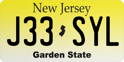 NJ license plate J33SYL