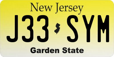 NJ license plate J33SYM