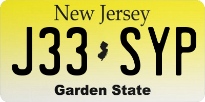 NJ license plate J33SYP