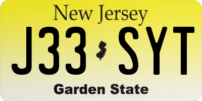 NJ license plate J33SYT
