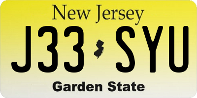 NJ license plate J33SYU