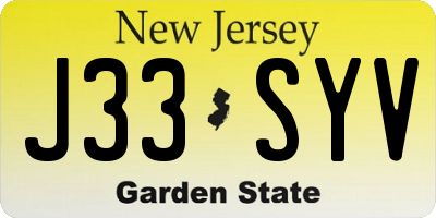 NJ license plate J33SYV