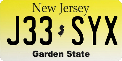 NJ license plate J33SYX