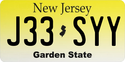 NJ license plate J33SYY