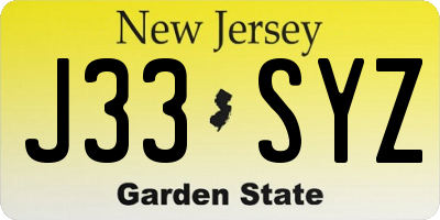 NJ license plate J33SYZ