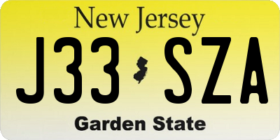 NJ license plate J33SZA