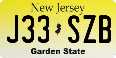 NJ license plate J33SZB