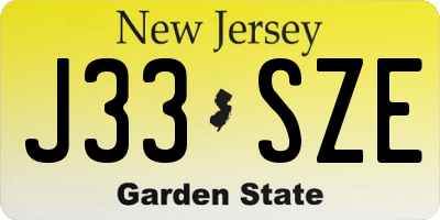 NJ license plate J33SZE