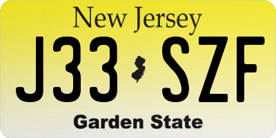 NJ license plate J33SZF