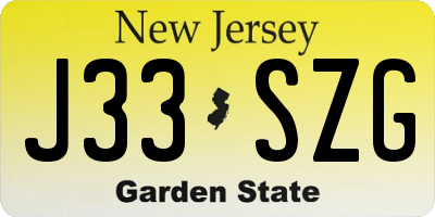 NJ license plate J33SZG