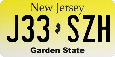 NJ license plate J33SZH