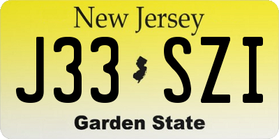 NJ license plate J33SZI