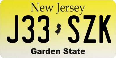 NJ license plate J33SZK