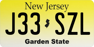 NJ license plate J33SZL