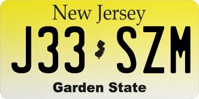 NJ license plate J33SZM