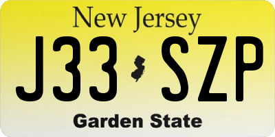 NJ license plate J33SZP