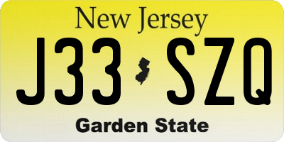 NJ license plate J33SZQ
