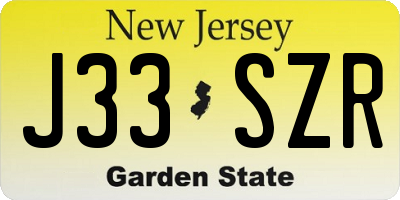 NJ license plate J33SZR