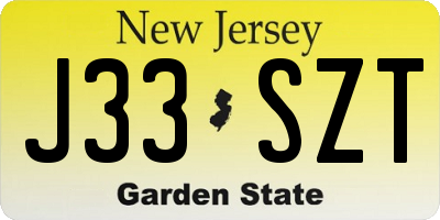 NJ license plate J33SZT