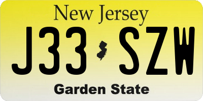 NJ license plate J33SZW