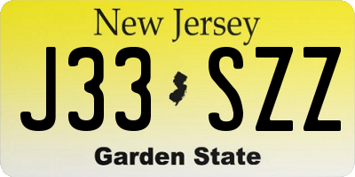 NJ license plate J33SZZ