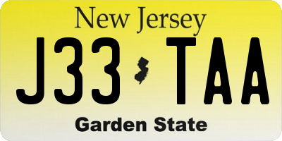 NJ license plate J33TAA