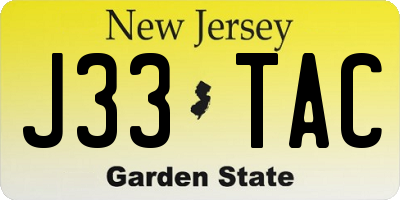 NJ license plate J33TAC