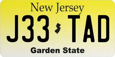 NJ license plate J33TAD