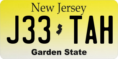 NJ license plate J33TAH