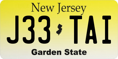 NJ license plate J33TAI