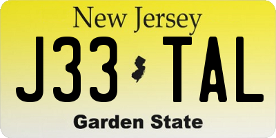 NJ license plate J33TAL