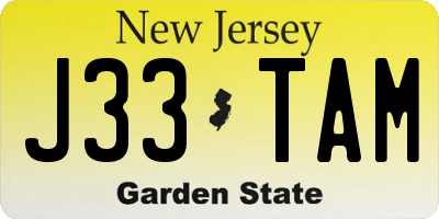 NJ license plate J33TAM